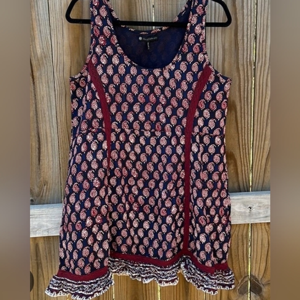 House of Harlow 1960 Navy & Burgundy Printed Mini Dress